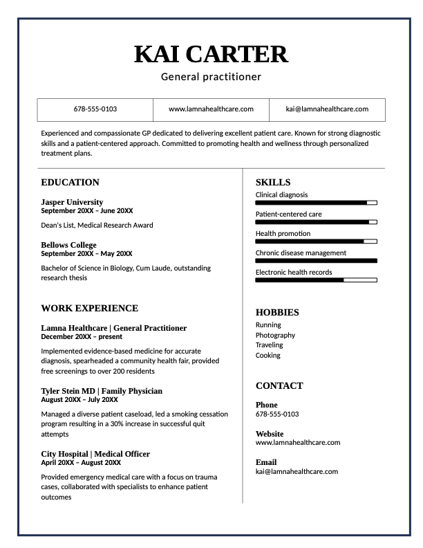 Bold border professional resume